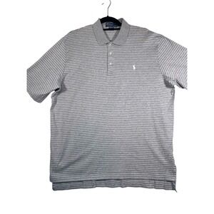 Polo Ralph Lauren Pima Cotton Striped Polo Men Shirt Short Sleeve Gray L‎